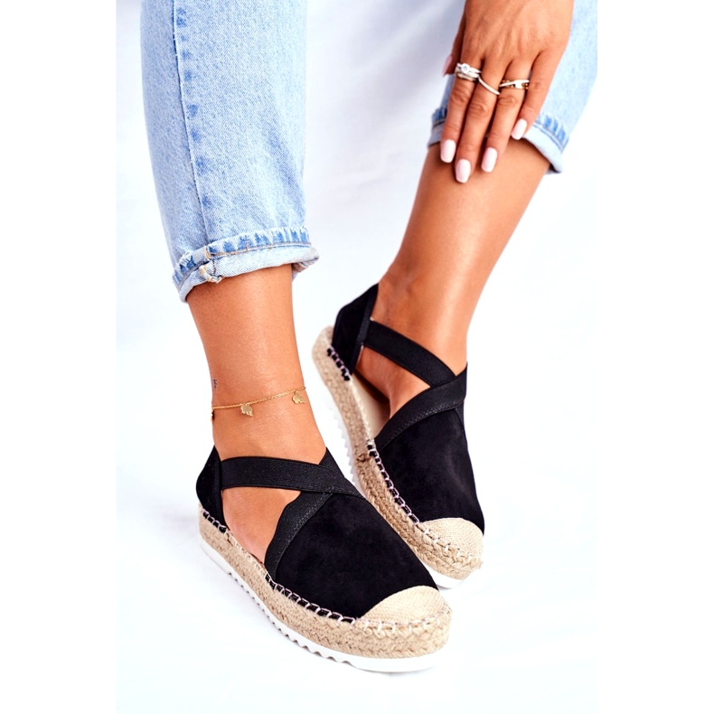 Kvinders sorte espadrilles sandaler 1