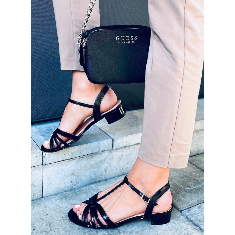 Sparkle Black lavhælede sandaler sort 2