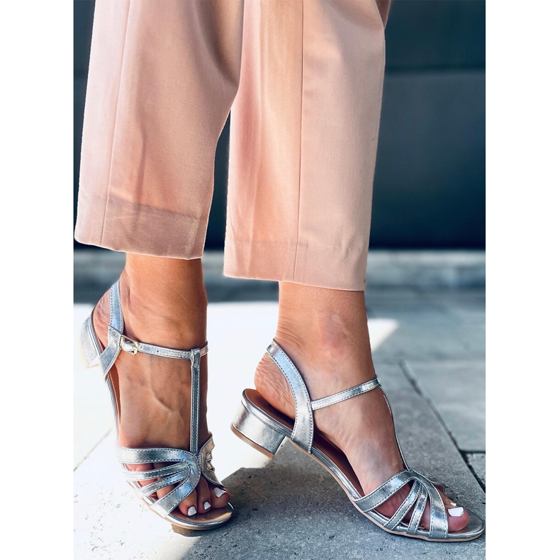 Sparkle Silver lavhælede sandaler sølv 1