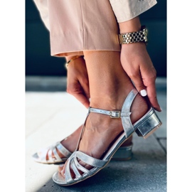 Sparkle Silver lavhælede sandaler sølv 2