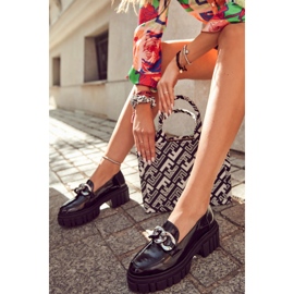 Dame Brogues Loafers Læder Sort-Sølv Laura Messi 2339 6