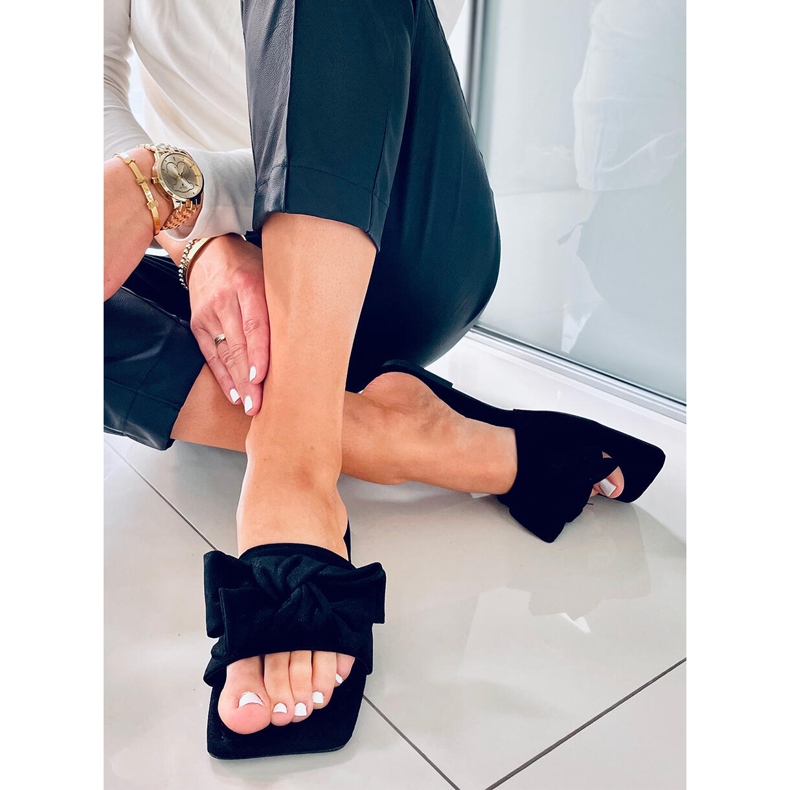 Nisha Black Square Sole Slides sort 1