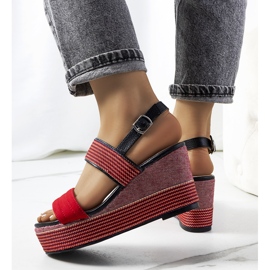 Røde Rocha kile sandaler 2