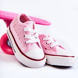 Børnesneakers med blonder hvid Roly-Poly lyserød 1