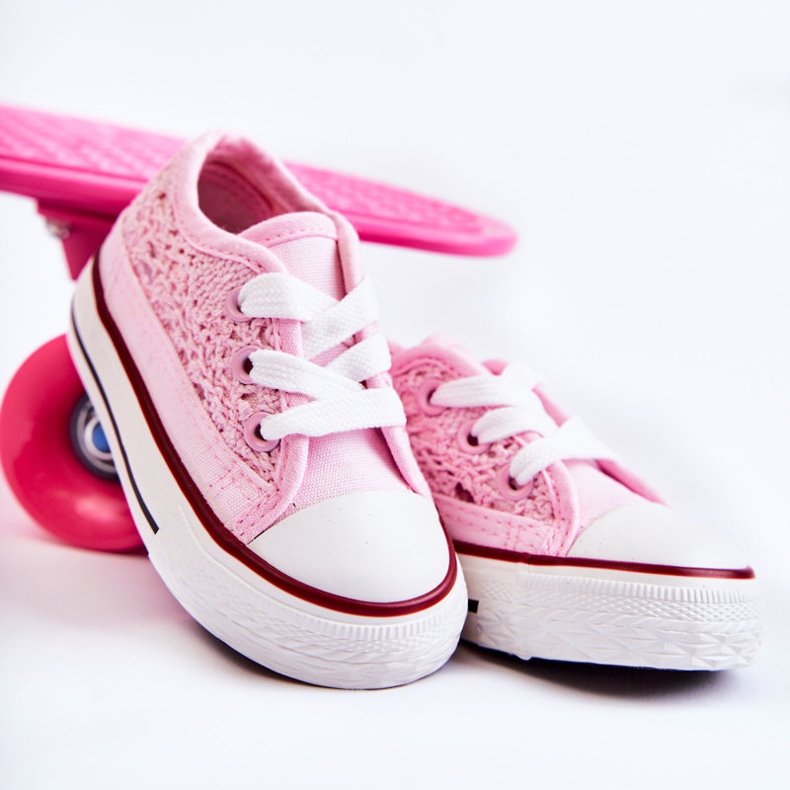 Børnesneakers med blonder hvid Roly-Poly lyserød 1