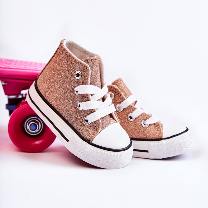 Børne sneakers høj pink guld Catrina gylden gylden 1