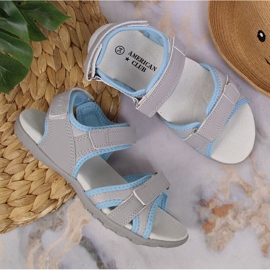 American Club Jr AM898A velcro sandaler grå 2