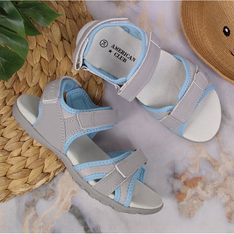 American Club Jr AM898A velcro sandaler grå 2