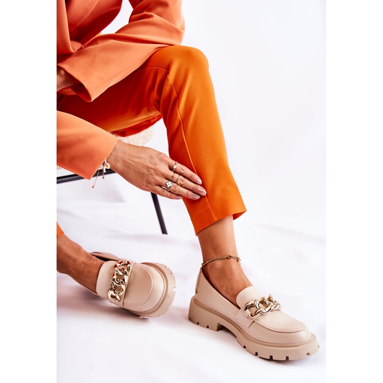 FB1 Læder Loafers Chain Lys beige Amicable 2