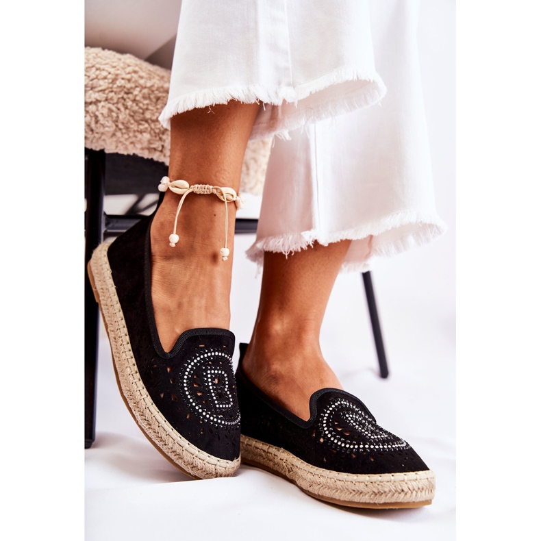 S.Barski Meredith Black Openwork Slip-on espadriller til kvinder sort 1