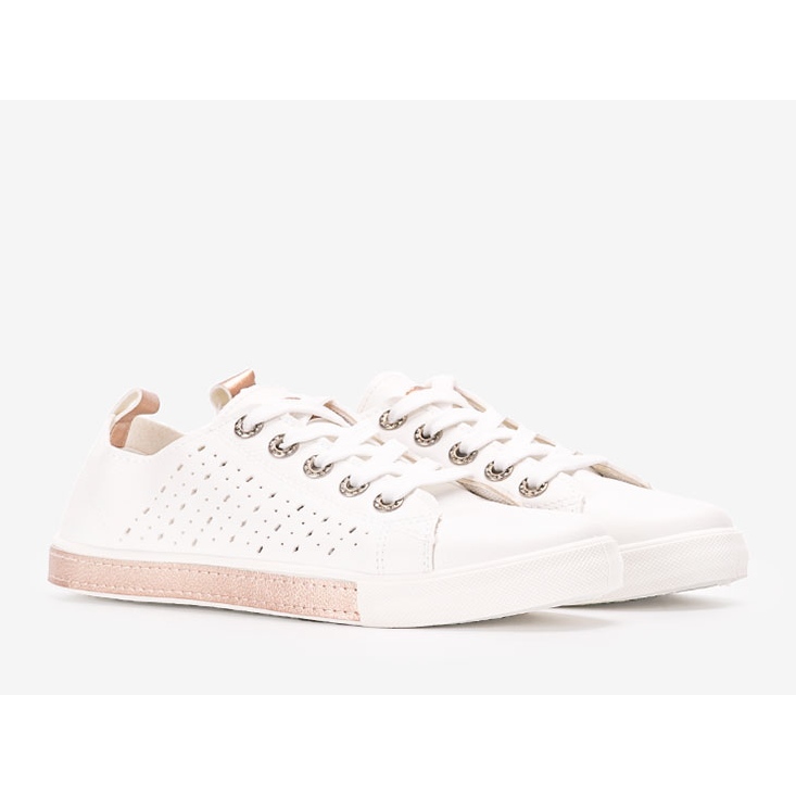 Impi hvide og lyserøde sneakers til kvinder gylden 1