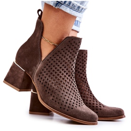 Lewski Shoes Ruskind Openwork Støvler Lewski Sko 3165 jordvelour brun 2
