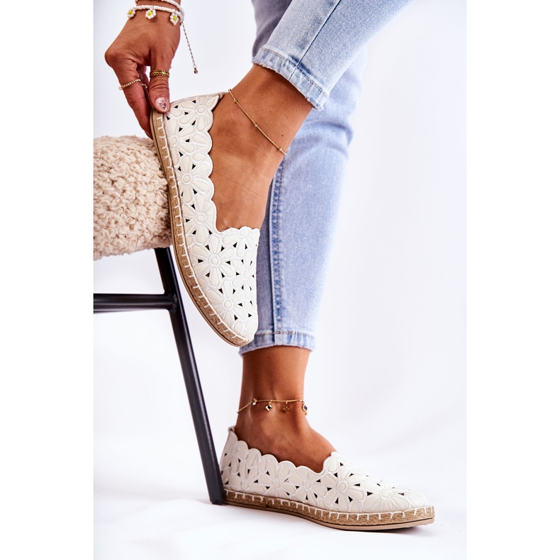 Slip-on ballerinaer til kvinder med hvide blomster 2
