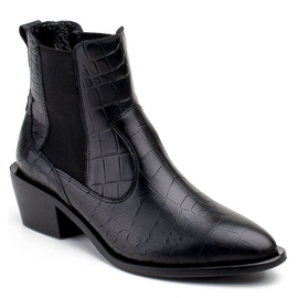 Marco Shoes Ankelstøvler til kvinder i cowboystil med motiv af slangeskind sort 1