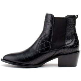 Marco Shoes Ankelstøvler til kvinder i cowboystil med motiv af slangeskind sort 2