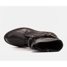 Marco Shoes Ankelstøvler i læder med kæde, spænde og lynlås. Fangere sort 2