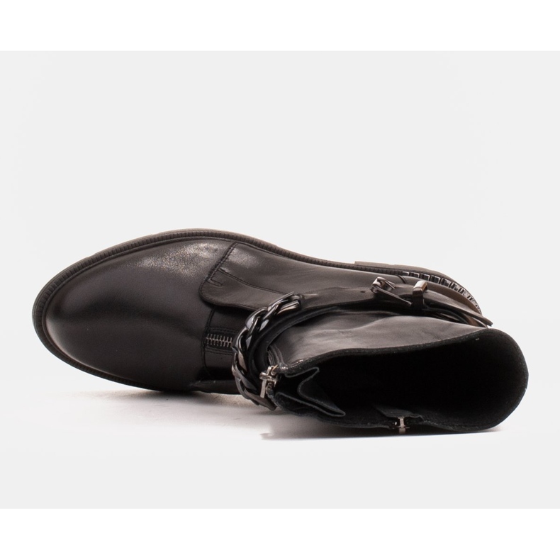 Marco Shoes Ankelstøvler i læder med kæde, spænde og lynlås. Fangere sort 2