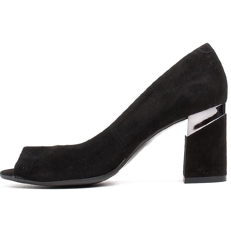 Marco Shoes Sort ruskind pumps med en metallisk hæl 2