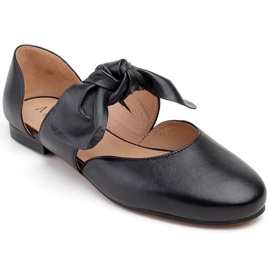 Marco Shoes Sort ballerina 1531P med sort sløjfe 1