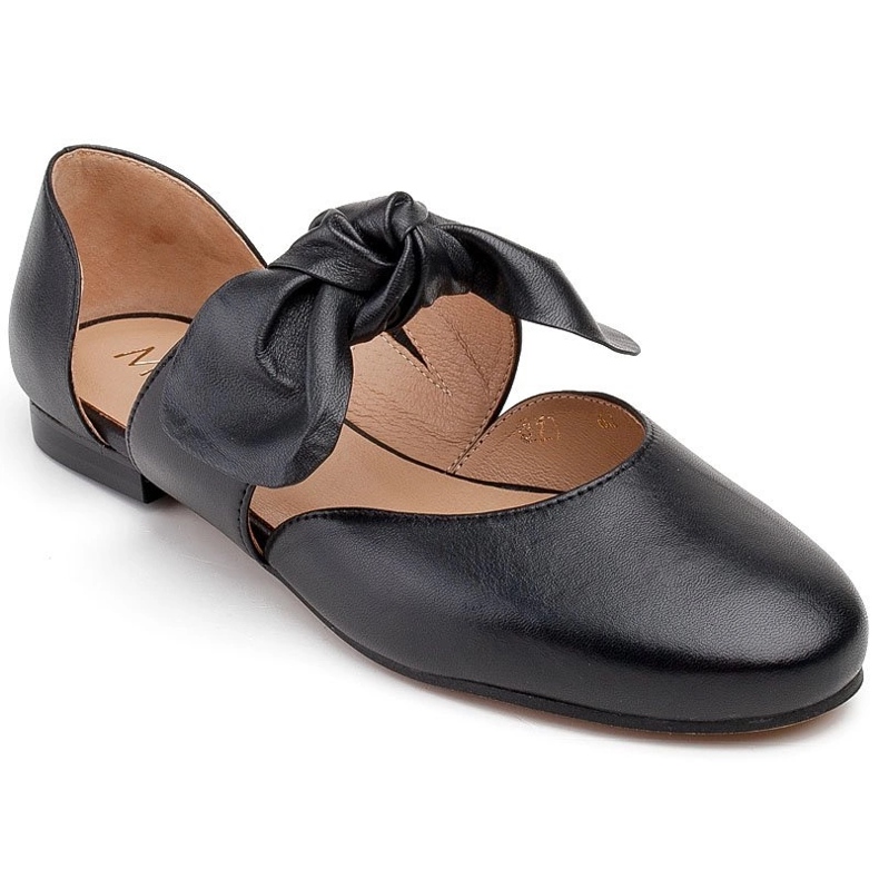 Marco Shoes Sort ballerina 1531P med sort sløjfe 1