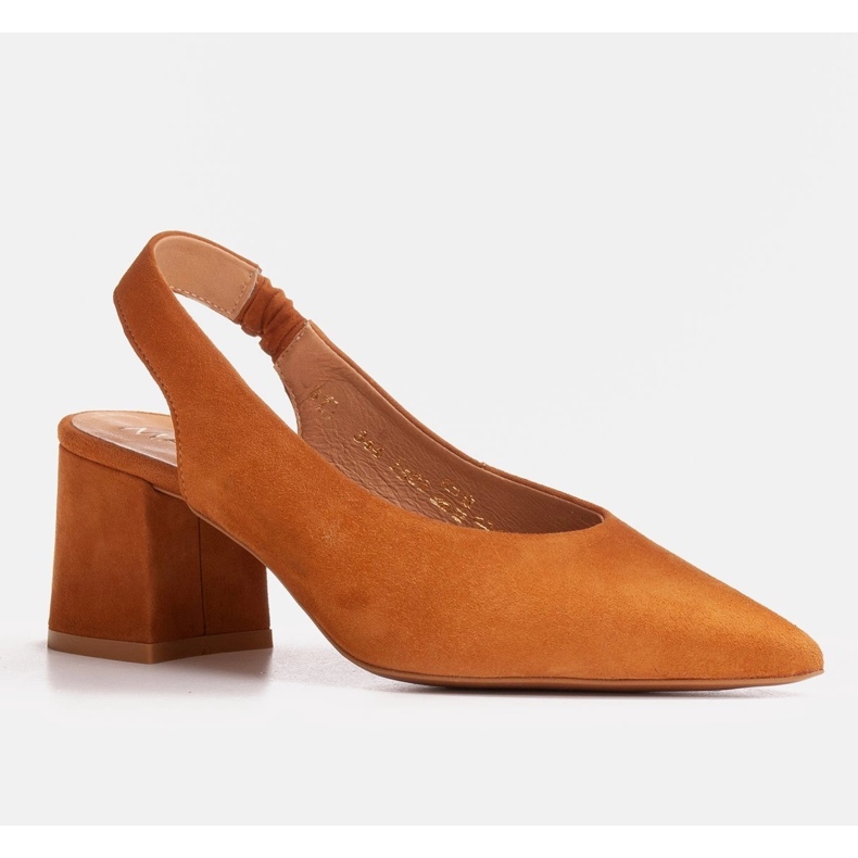 Marco Shoes Brune pumps med en hæl i naturlig velour 2