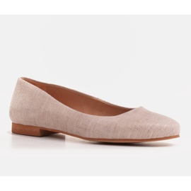 Marco Shoes Beige ballerinaer i læder med en metallisk accent 1