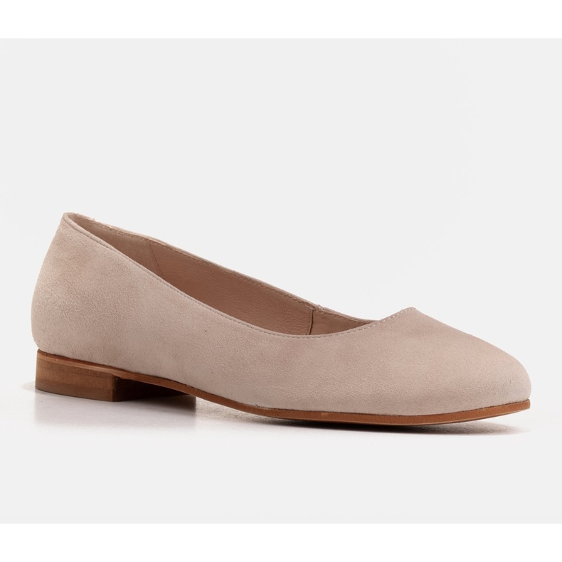 Marco Shoes Elegante ballerinaer lavet af beige naturlig ruskind 1