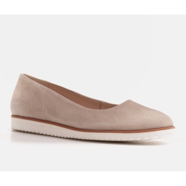 Marco Shoes Kvinders lette ballerinaer lavet af naturlig ruskind med en sporty sål beige 1