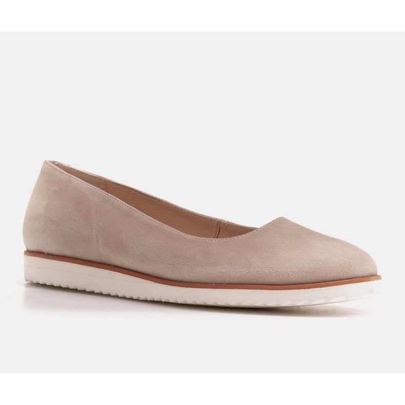 Marco Shoes Kvinders lette ballerinaer lavet af naturlig ruskind med en sporty sål beige 1
