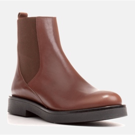 Marco Shoes Flade ankelstøvler i læder med isolering med en bred gummi i overdelen brun 1