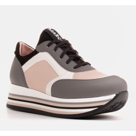 Marco Shoes Lette sneakers på en tyk sål i naturskind grå 1