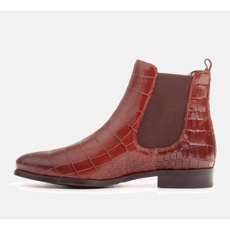 Marco Shoes Flade ankelstøvler i læder med elastisk gummi i overdelen brun 2