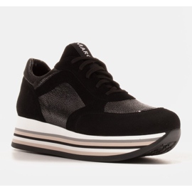 Marco Shoes Lette sneakers på en tyk sål i naturskind sort 1