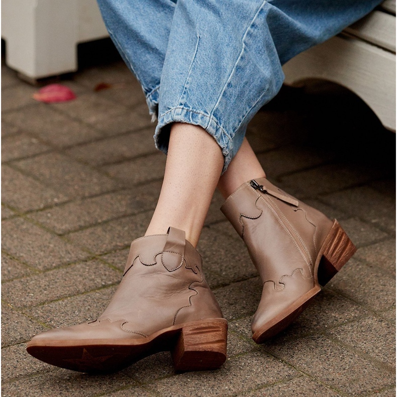 Marco Shoes Beige støvler fremstillet i naturligt læder uden isolering 1