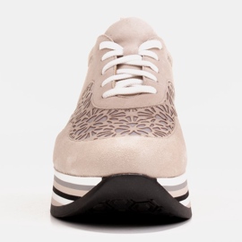Marco Shoes Sneakers på en tyk sål med åndbart mesh beige 2