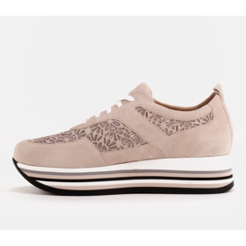 Marco Shoes Sneakers på en tyk sål med åndbart mesh beige 4