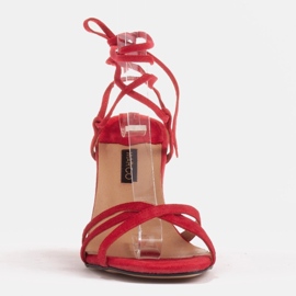Marco Shoes Elegante sandaler på en høj hæl med en bundet rem rød 2