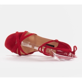 Marco Shoes Elegante sandaler på en høj hæl med en bundet rem rød 5
