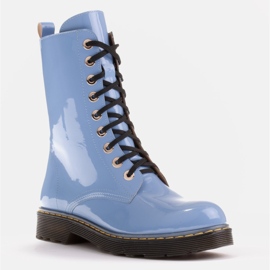 Marco Shoes Høje ankelstøvler, støvler bundet på en gennemsigtig sål blå 2