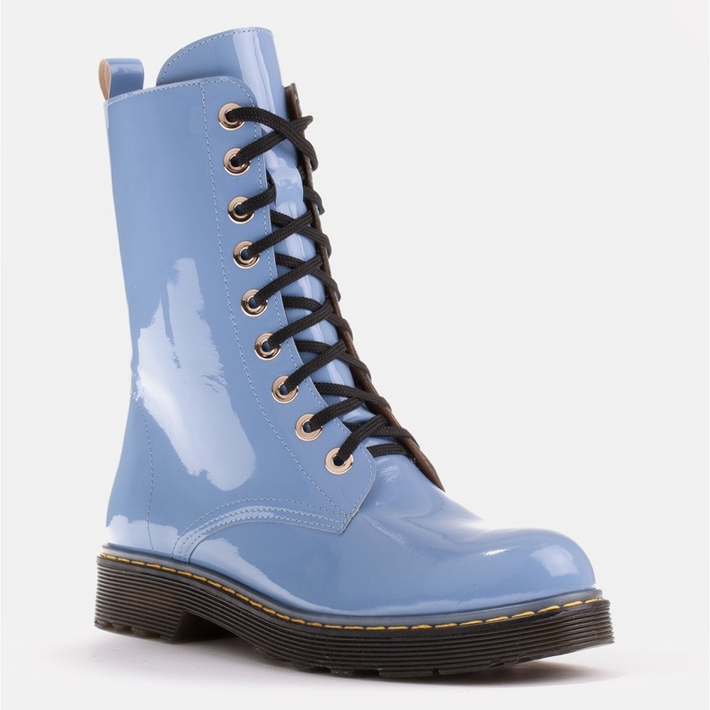 Marco Shoes Høje ankelstøvler, støvler bundet på en gennemsigtig sål blå 2