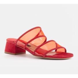 Marco Shoes Tøfler til kvinder med gennemsigtige striber rød 1