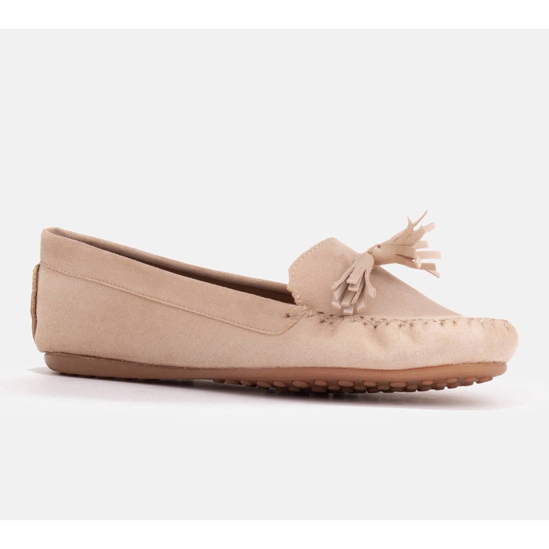 Marco Shoes Ballerina mokkasin i beige ruskind 1