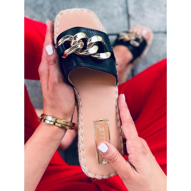 Espadriller med Doria Black kæde sort 1