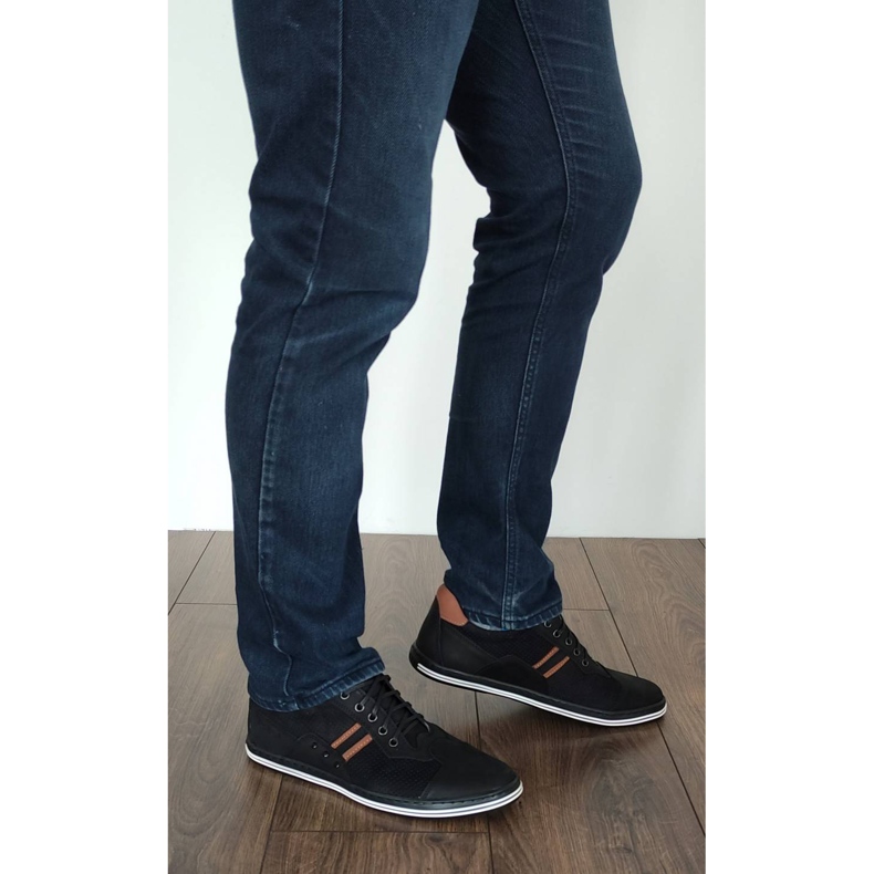 Polbut Casual herresko 1801P sort nubuck / kamel brun 5