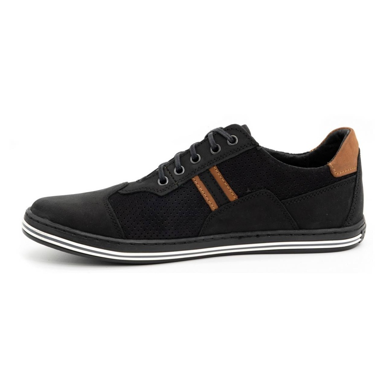 Polbut Casual herresko 1801P sort nubuck / kamel brun 1
