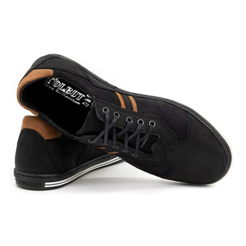 Polbut Casual herresko 1801P sort nubuck / kamel brun 3