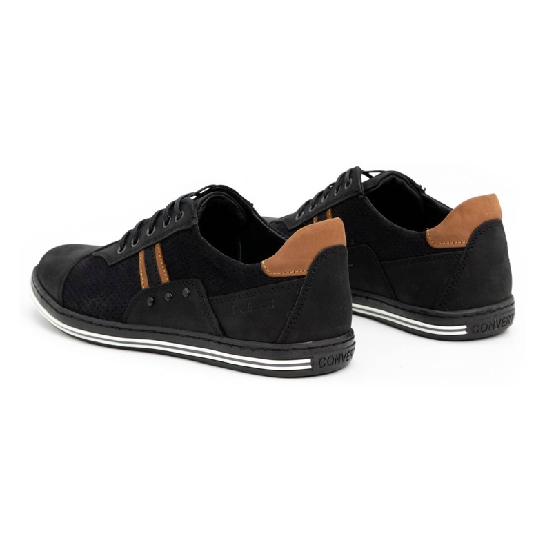 Polbut Casual herresko 1801P sort nubuck / kamel brun 4