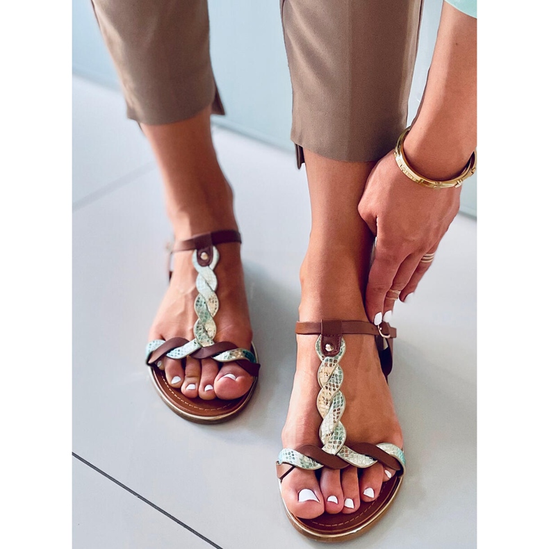 Basma Camel iriserende damesandaler brun 1