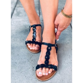 Basma Black iriserende damesandaler sort 1