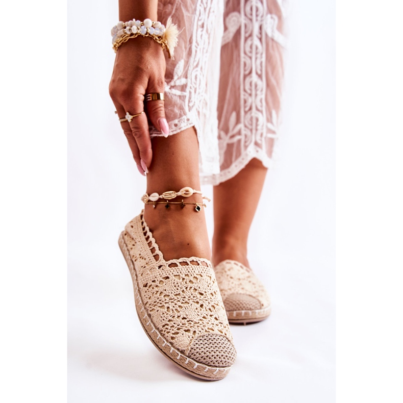 PH1 Kvinders Beige Openwork Espadrilles, Letisa 1